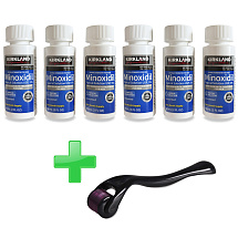 Лосьон Minoxidil Kirkland 5% для роста волос + ДЕРМАРОЛЛЕР - 6 флаконов